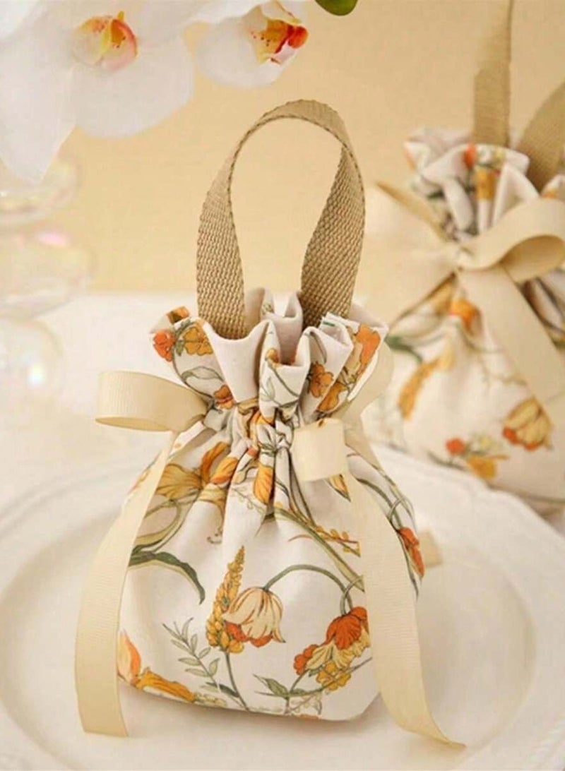 5pcs Floral Printed Woven Bags Zippered Jewelry Bags Gift Wrapping Bracelet Bags Engagement Gift Bags Eid Favors - Image 1